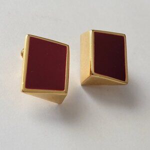 Unique Napier Geometric Gold and Mauve Tone Clip-on Earrings